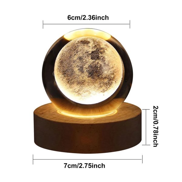 3d Galaxy Solar System Crystal Ball Night Light With Wooden Base For Boys And Girls (random Designs)