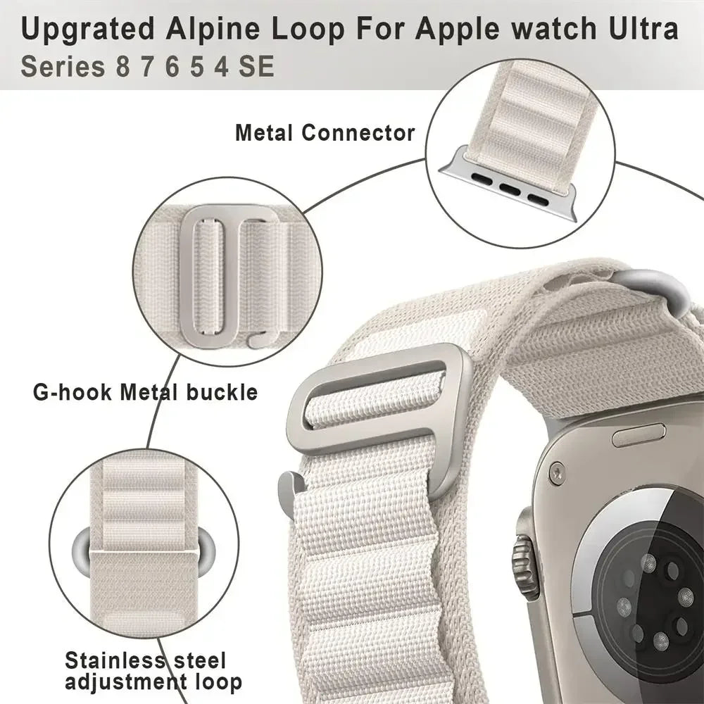 Nylon Strap for Apple Watch Ultra 2 Band 49mm 44mm 8 9 7 45mm 40mm 41mm Mm Nylon Bracelet Correa Iwatch Series SE 6 5 4 42mm 44