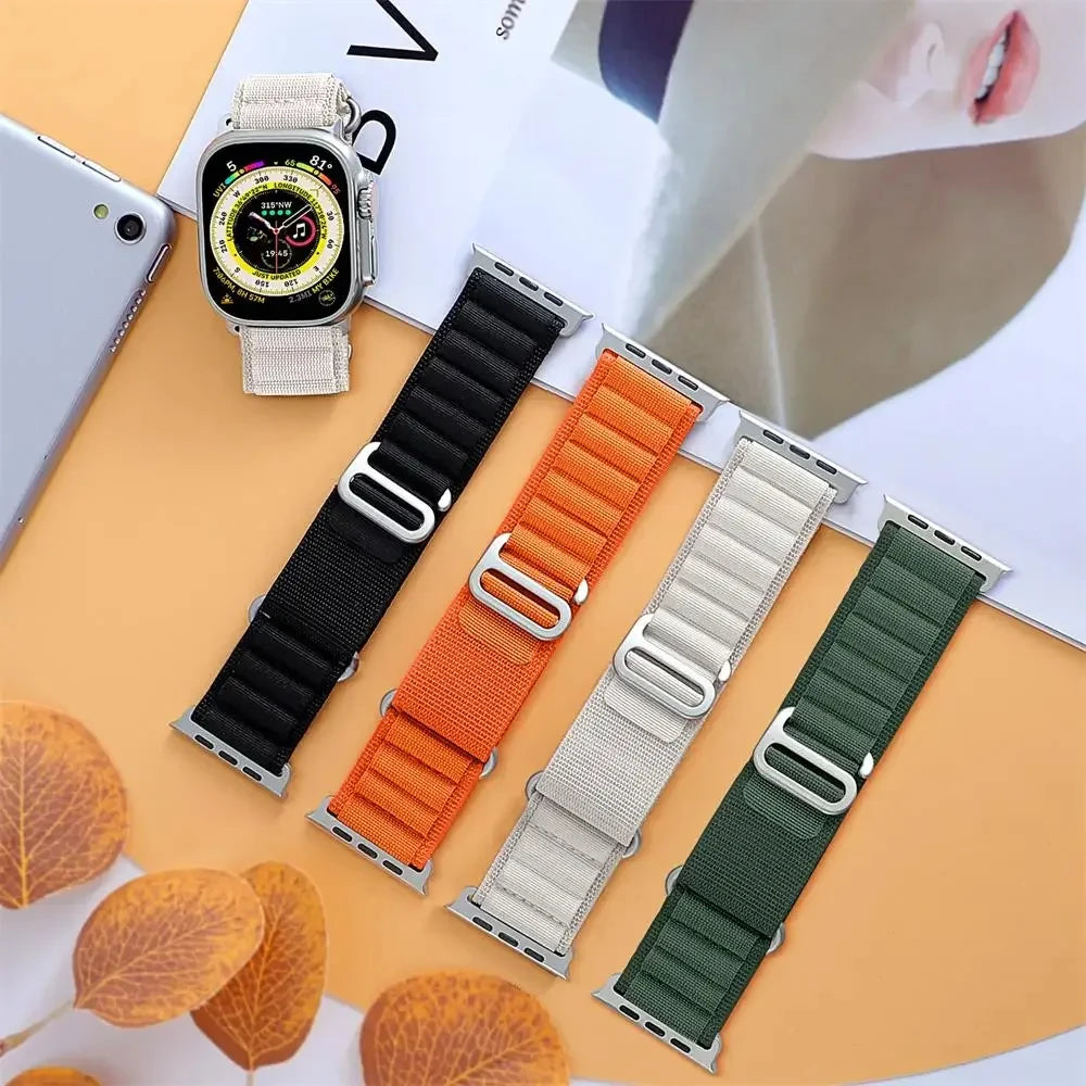 Nylon Strap for Apple Watch Ultra 2 Band 49mm 44mm 8 9 7 45mm 40mm 41mm Mm Nylon Bracelet Correa Iwatch Series SE 6 5 4 42mm 44