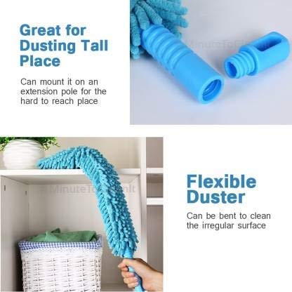 Fan Duster Flexible Micro Fiber Duster With Telescopic Stainless Steel Handle For Fan Cleaning Specially (random Color)