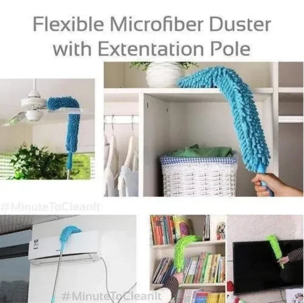 Fan Duster Flexible Micro Fiber Duster With Telescopic Stainless Steel Handle For Fan Cleaning Specially (random Color)